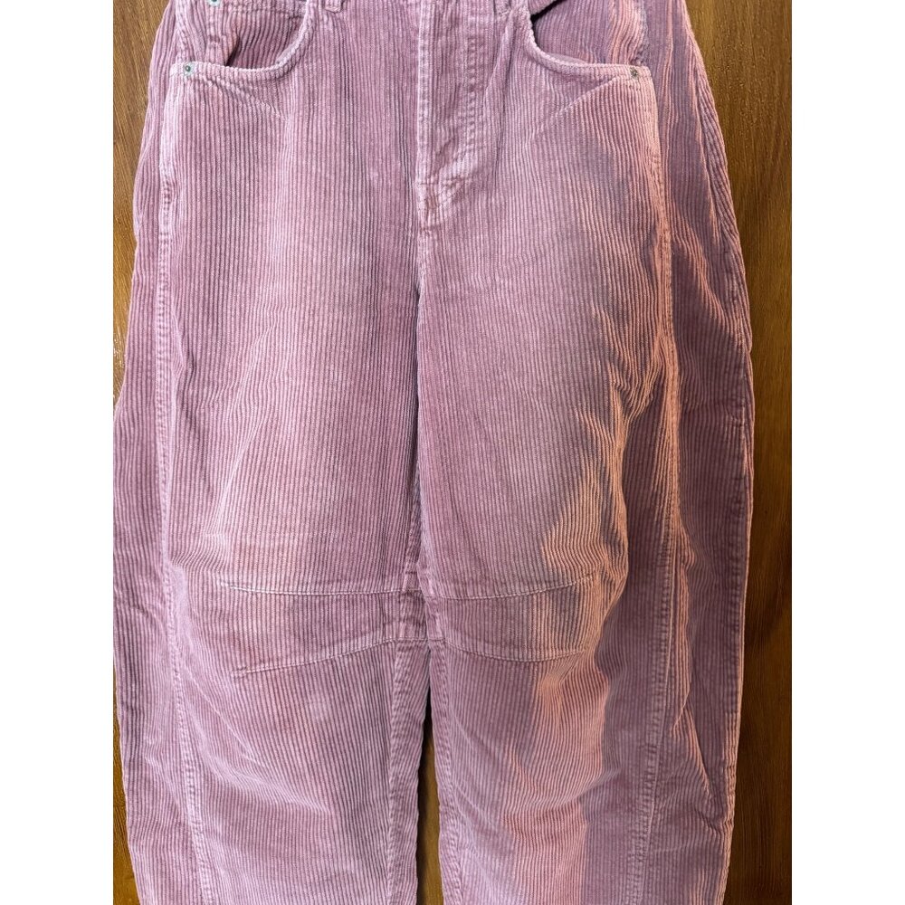 We The Free Good Luck Mid Ride Corduroy Pink Jeans Barrel Wide Leg Sz 25 - Picture 3 of 6